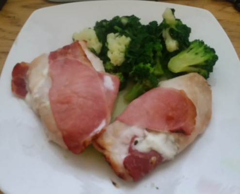 Chicken Breast Bacon Wraps with Broccoli Florets