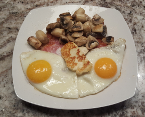 Eggs Bacon Mushrooms Halloumi